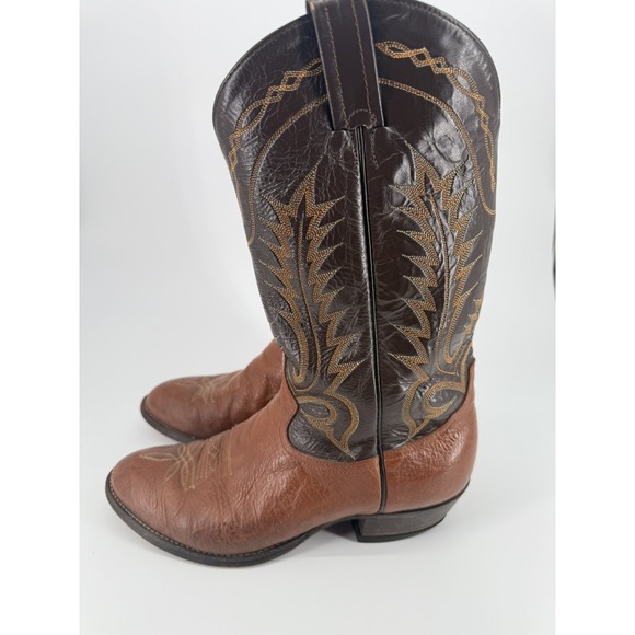 Tony Lama U65314 Men's Cowboy Boots Size 10EEE Brown Leather Western Rodeo VTG - Picture 2 of 12